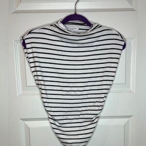 Michael Stars Black and White Striped Blouse SMALL High Neck Evereve
